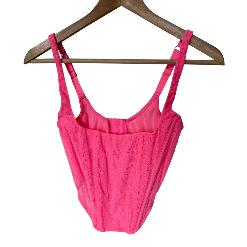 Out From Under Modern Love Corset Women Medium Neon Pink Excellent‎ Lace Boning
